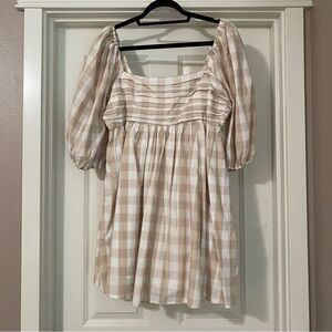 Abercrombie & Fitch Checkered Puff Sleeve Dress